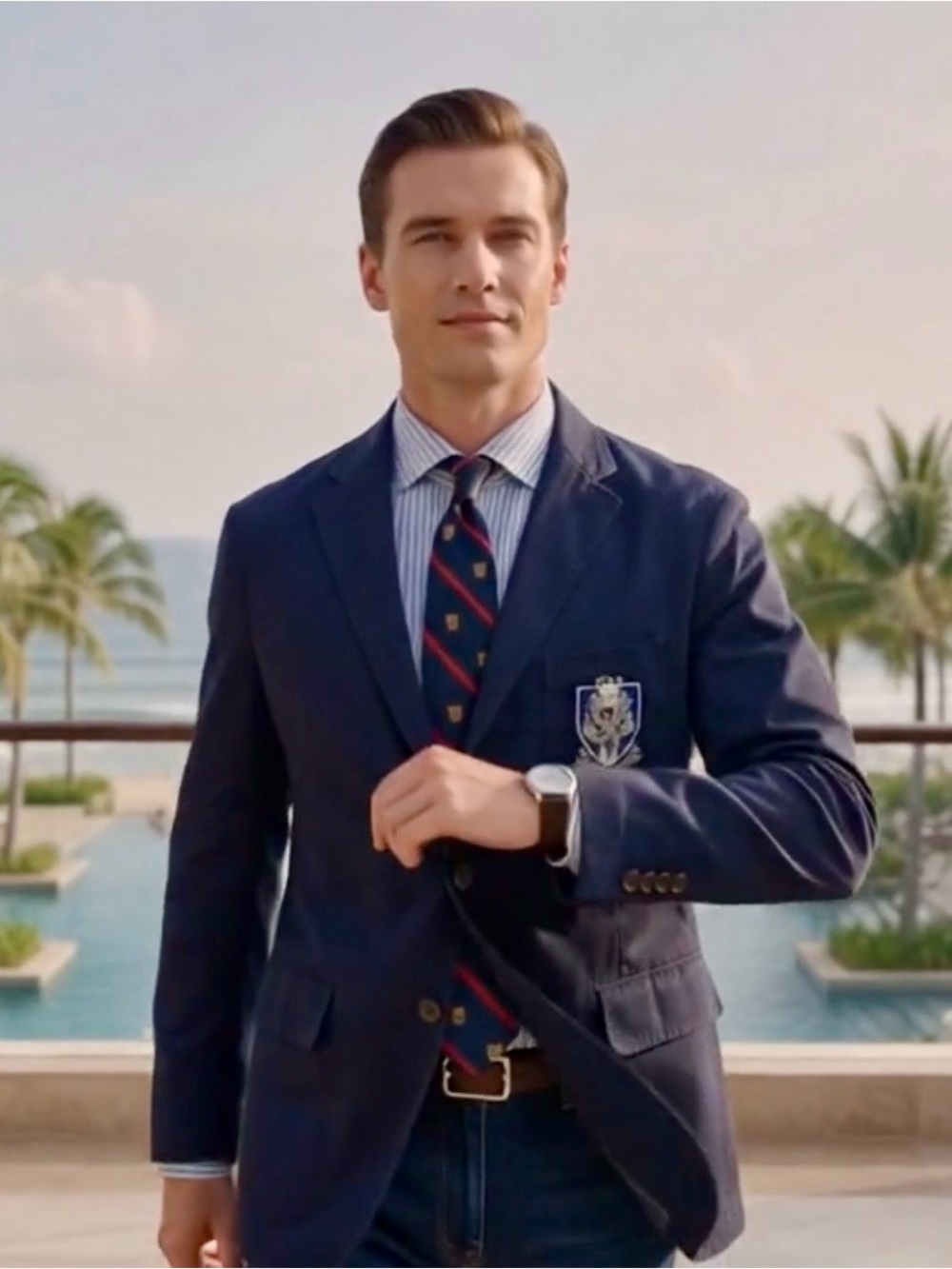 Ralph Lauren Navy Blazer with Embroidered Crest - Picture 6 of 11